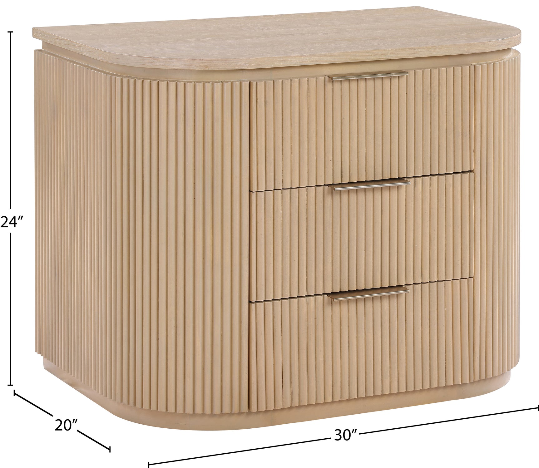 Monterey Natural/Oak/Silver Wood And Oak Veneer Nightstand - Ornate Home