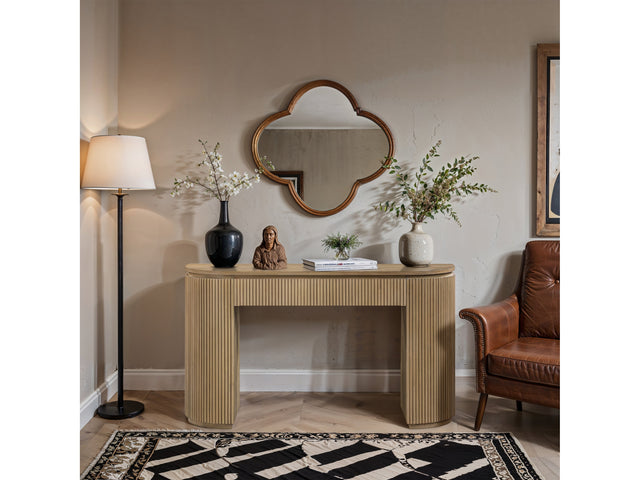 Monterey Natural/Oak Wood And Oak Veneer Console Table - Ornate Home