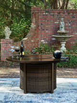 Monterey Point Dark Brown Round Fire Pit Table - Ornate Home