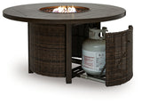 Monterey Point Dark Brown Round Fire Pit Table - Ornate Home