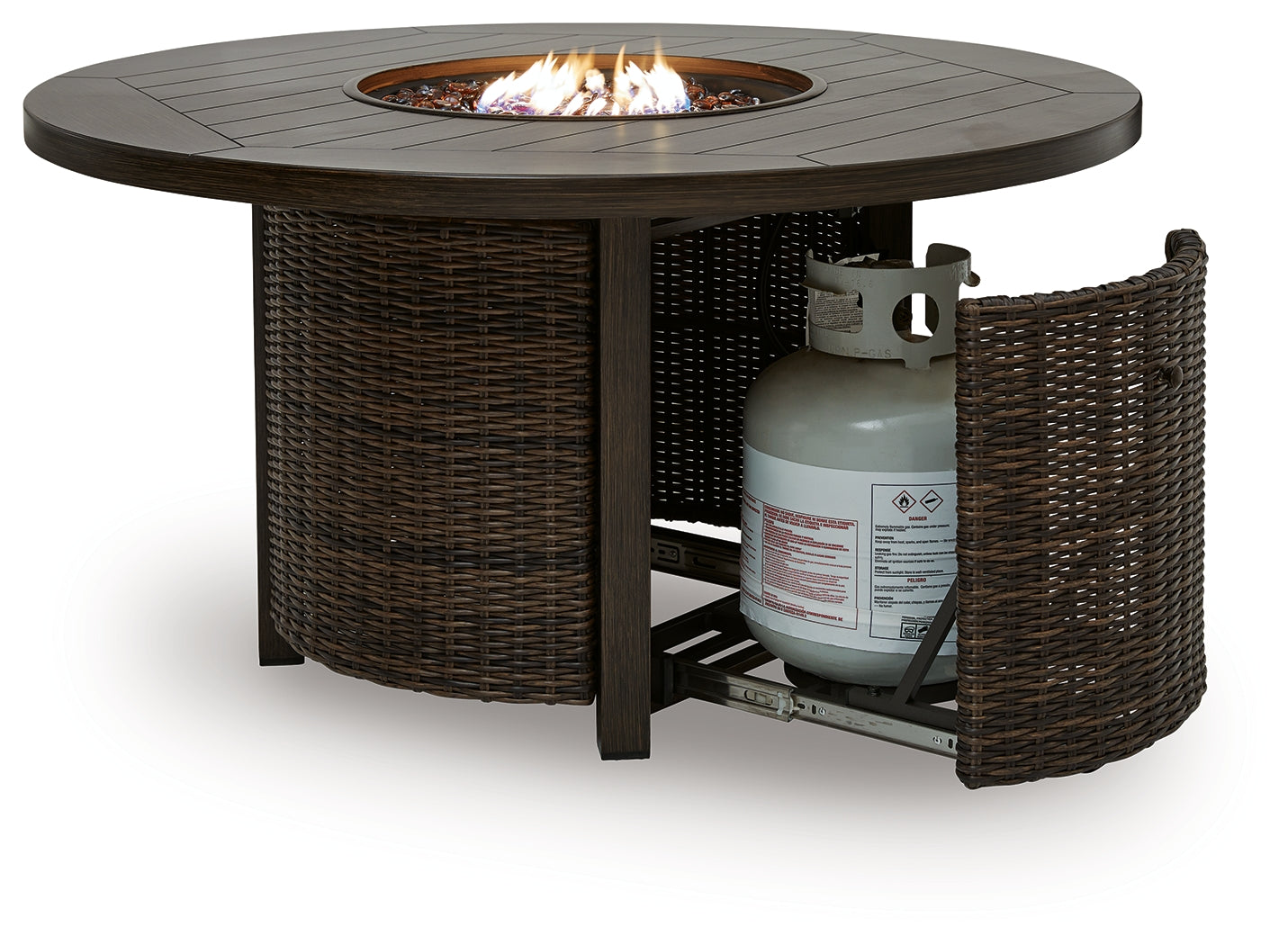 Monterey Point Dark Brown Round Fire Pit Table - Ornate Home
