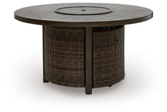 Monterey Point Dark Brown Round Fire Pit Table - Ornate Home