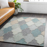 Monteview Sage&Teal Geometric Wool Rug - Clearance - Ornate Home