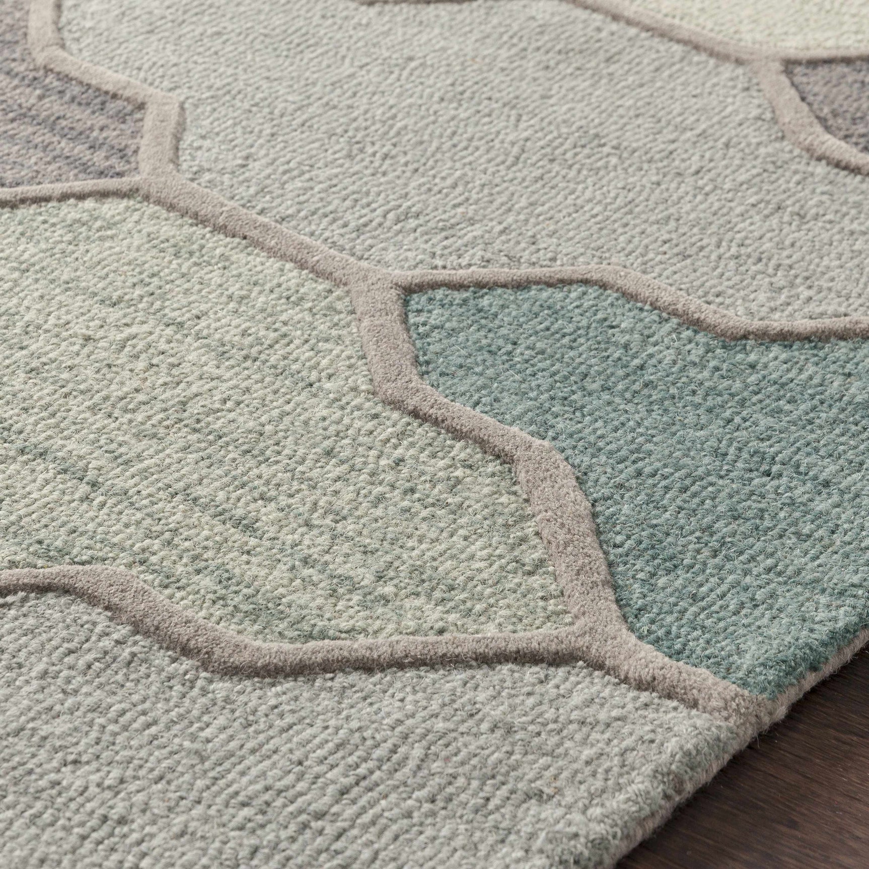 Monteview Sage&Teal Geometric Wool Rug - Clearance - Ornate Home
