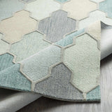 Monteview Sage&Teal Geometric Wool Rug - Clearance - Ornate Home