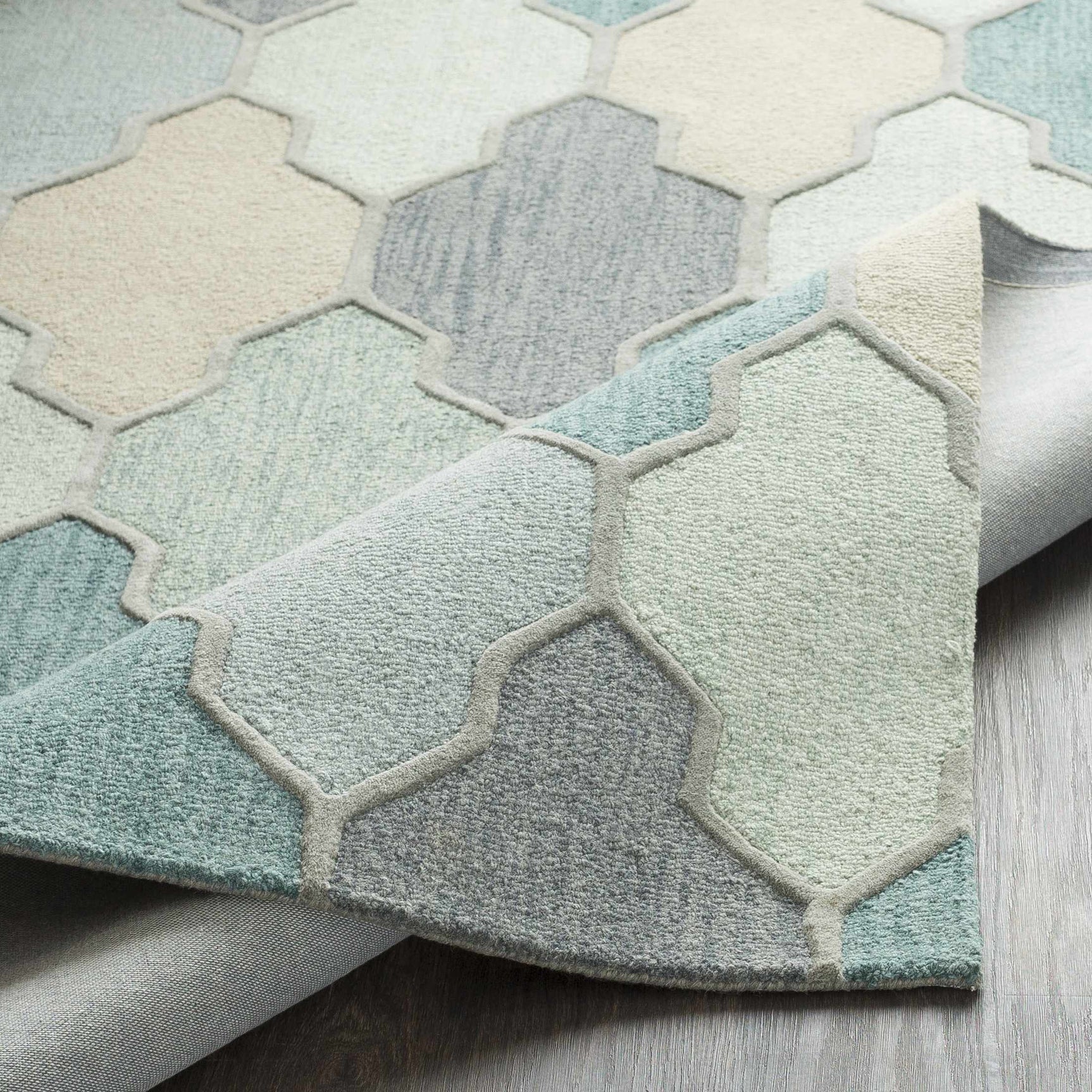 Monteview Sage&Teal Geometric Wool Rug - Clearance - Ornate Home