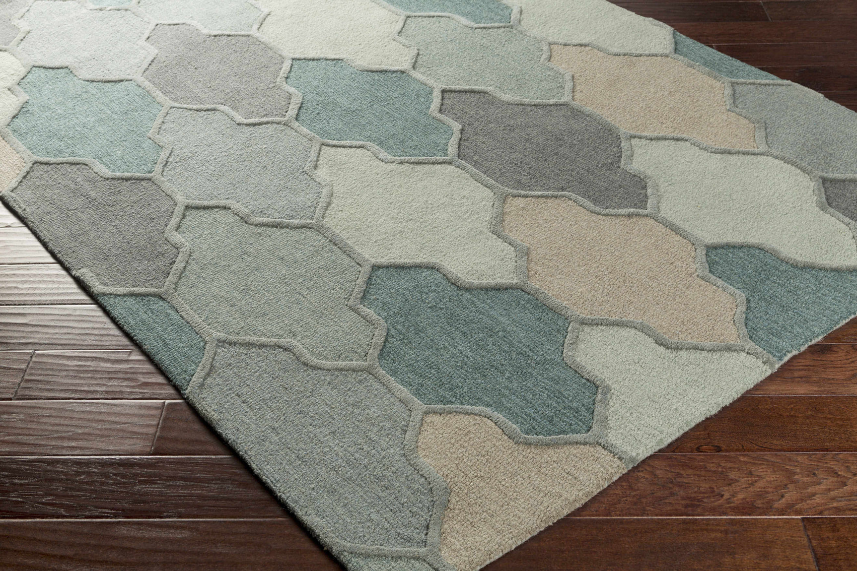 Monteview Sage&Teal Geometric Wool Rug - Clearance - Ornate Home