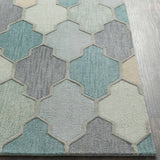 Monteview Sage&Teal Geometric Wool Rug - Clearance - Ornate Home