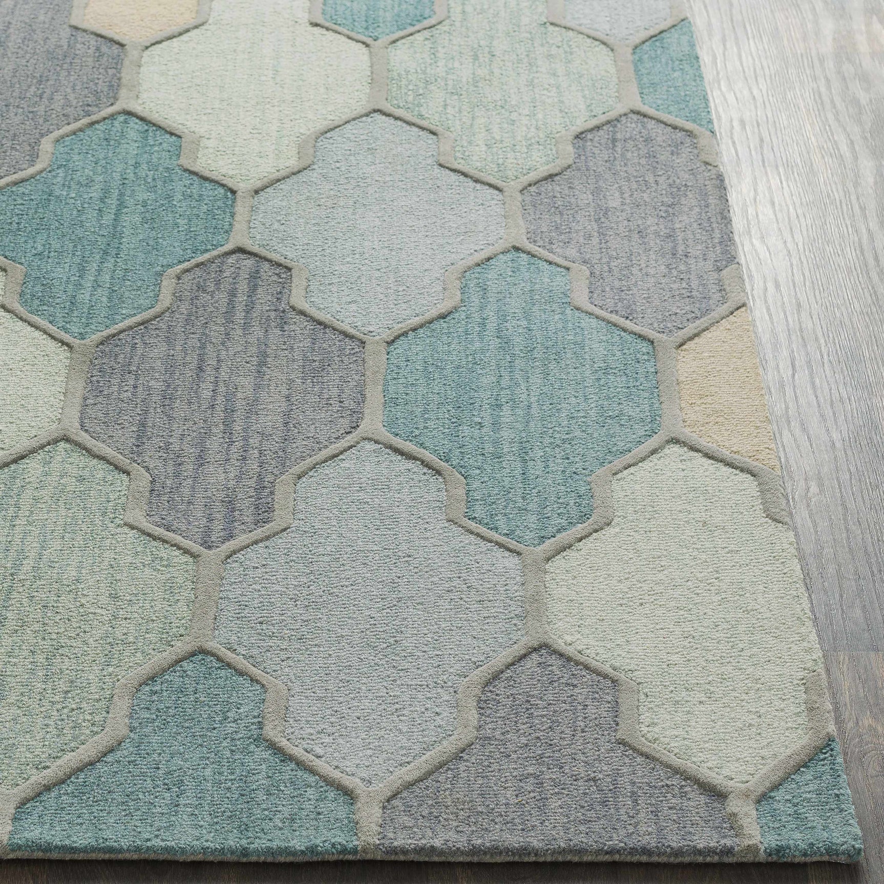 Monteview Sage&Teal Geometric Wool Rug - Clearance - Ornate Home