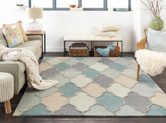 Monteview Sage&Teal Geometric Wool Rug - Clearance - Ornate Home