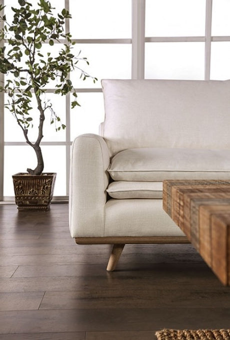 Monthey Oak/Linen White Sofa - Ornate Home