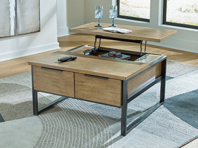 Montia Light Brown Lift-Top Coffee Table - Ornate Home