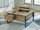 Montia Light Brown Lift-Top Coffee Table - Ornate Home