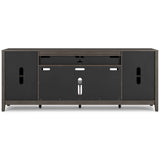 Montillan Grayish Brown 84" TV Stand w/ Electric Fireplace Insert - Ornate Home