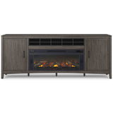 Montillan Grayish Brown 84" TV Stand w/ Electric Fireplace Insert - Ornate Home