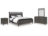 Montillan Grayish Brown Queen Panel Bedroom Set with Dresser, Mirror and Nightstand - Ornate Home