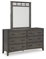 Montillan Grayish Brown Queen Panel Bedroom Set with Dresser, Mirror and Nightstand - Ornate Home