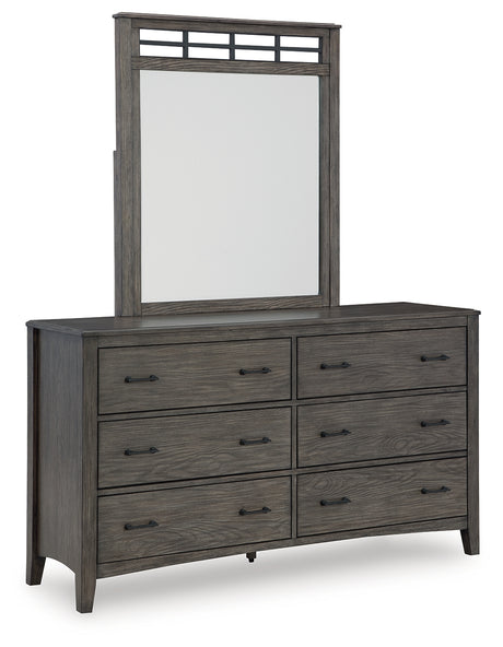 Montillan Grayish Brown Queen Panel Bedroom Set with Dresser, Mirror and Nightstand - Ornate Home