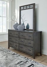 Montillan Grayish Brown Queen Panel Bedroom Set with Dresser, Mirror and Nightstand - Ornate Home