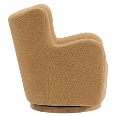Montrose Camel/Walnut Wingback Sherpa Swivel Accent Chair - Ornate Home