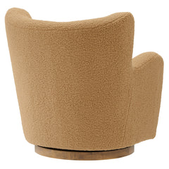 Montrose Camel/Walnut Wingback Sherpa Swivel Accent Chair - Ornate Home