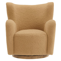 Montrose Camel/Walnut Wingback Sherpa Swivel Accent Chair - Ornate Home