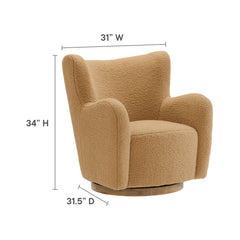 Montrose Camel/Walnut Wingback Sherpa Swivel Accent Chair - Ornate Home