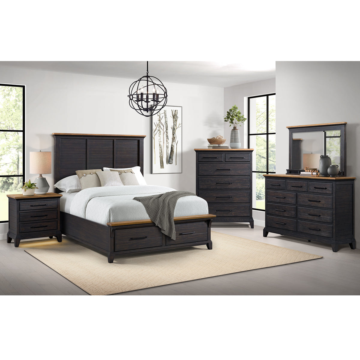 Montrose Espresso/Brown 5-Piece Queen Storage Bedroom Set - Ornate Home