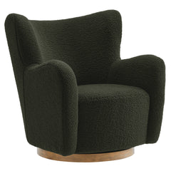 Montrose Fern/Walnut Wingback Sherpa Swivel Accent Chair - Ornate Home