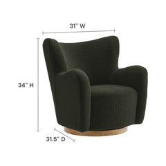 Montrose Fern/Walnut Wingback Sherpa Swivel Accent Chair - Ornate Home