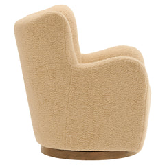 Montrose Ivory/Walnut Wingback Sherpa Swivel Accent Chair - Ornate Home