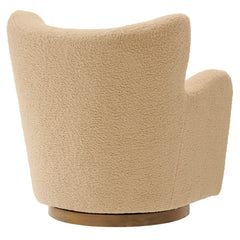 Montrose Ivory/Walnut Wingback Sherpa Swivel Accent Chair - Ornate Home