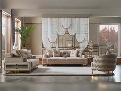 Monza Cream 3-pieces (Sofa & Loveseat & Chair) Living Room Set - Ornate Home