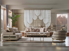 Monza Cream 3-pieces (Sofa & Loveseat & Chair) Living Room Set - Ornate Home