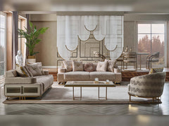 Monza Cream 3-pieces (Sofa & Loveseat & Chair) Living Room Set - Ornate Home
