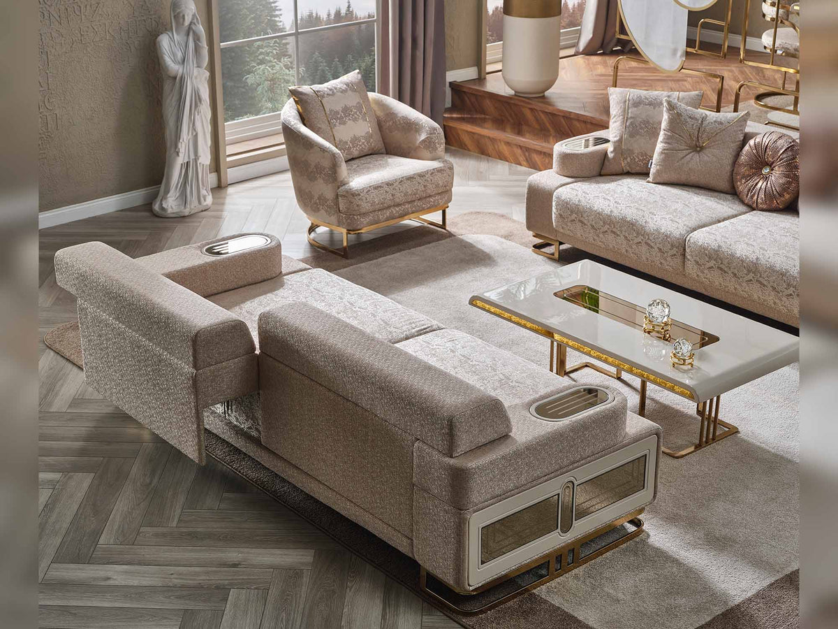 Monza Cream Convertible Loveseat - Ornate Home