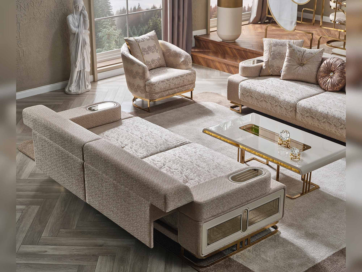 Monza Cream Convertible Sofa - Ornate Home