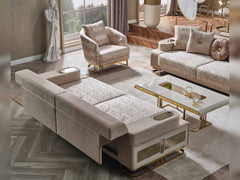Monza Cream Convertible Sofa - Ornate Home