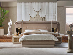 Monza Cream/Gold Bed Frame With Headboard - Ornate Home