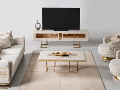 Monza Cream/Gold Tv Stand - Ornate Home