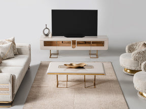 Monza Cream/Gold Tv Stand - Ornate Home