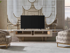 Monza Cream/Gold Tv Stand - Ornate Home