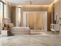 Monza Cream/Gold Wardrobe - Ornate Home