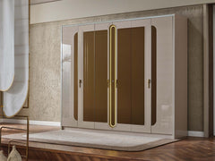 Monza Cream/Gold Wardrobe - Ornate Home