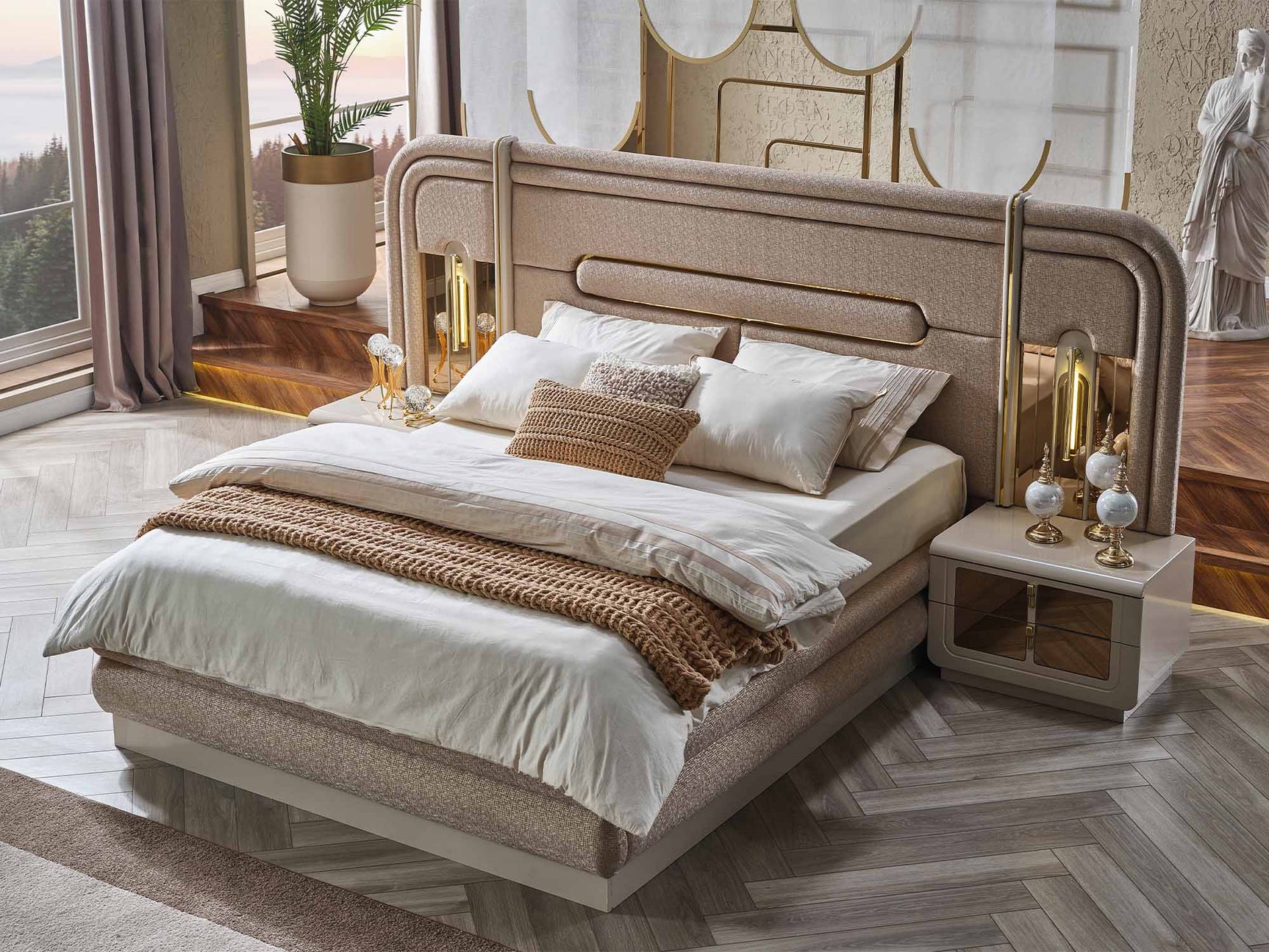 Monza Cream/Gold Nightstand