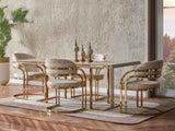 Monza Cream Dining Room Set (Consol With Mirror & Dining Table & 6 Dining Chair)