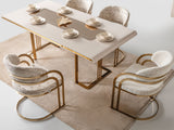 Monza Cream Dining Room Set (Consol With Mirror & Dining Table & 6 Dining Chair)
