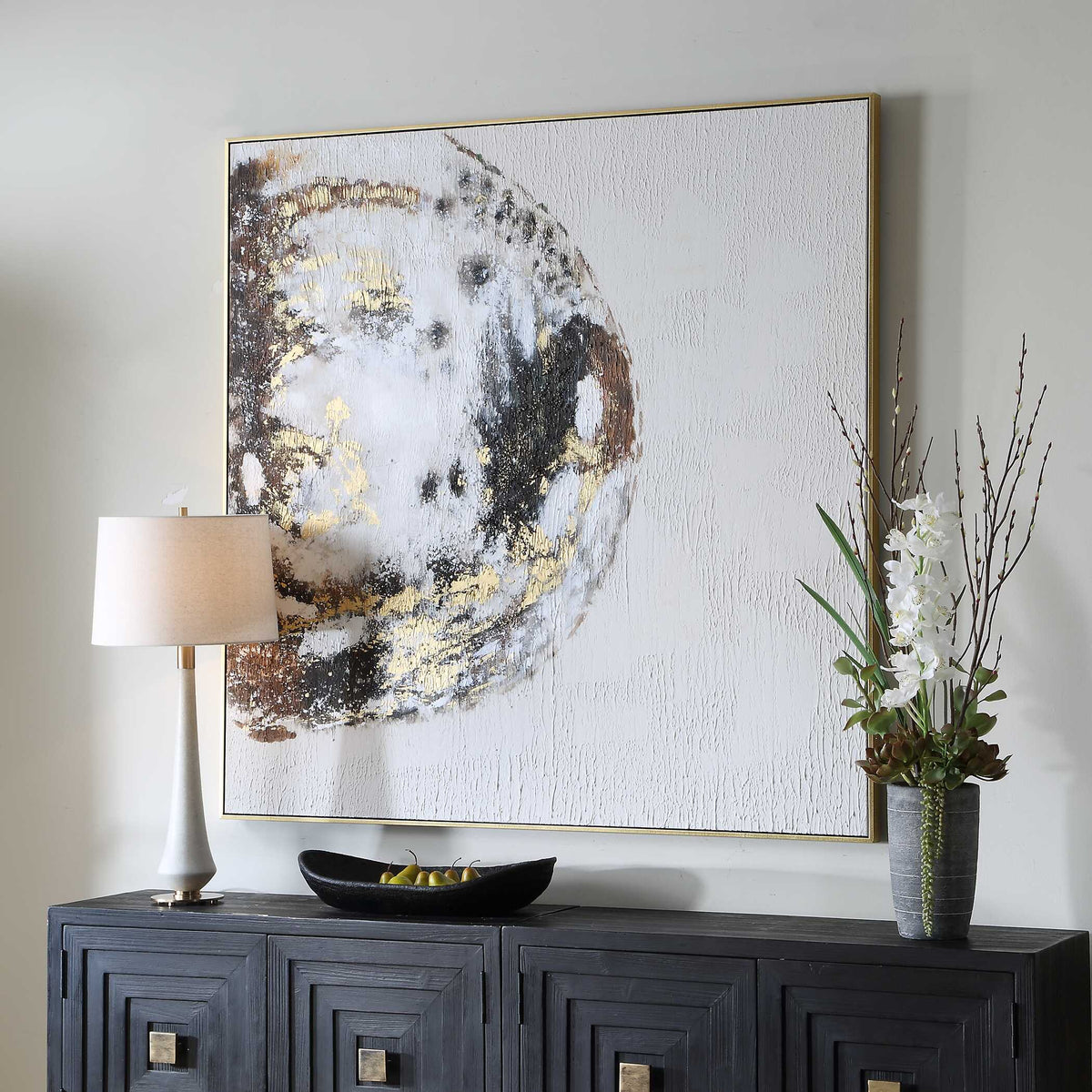 Moon Landing Multicolor Hand Painted Abstract Art - Ornate Home