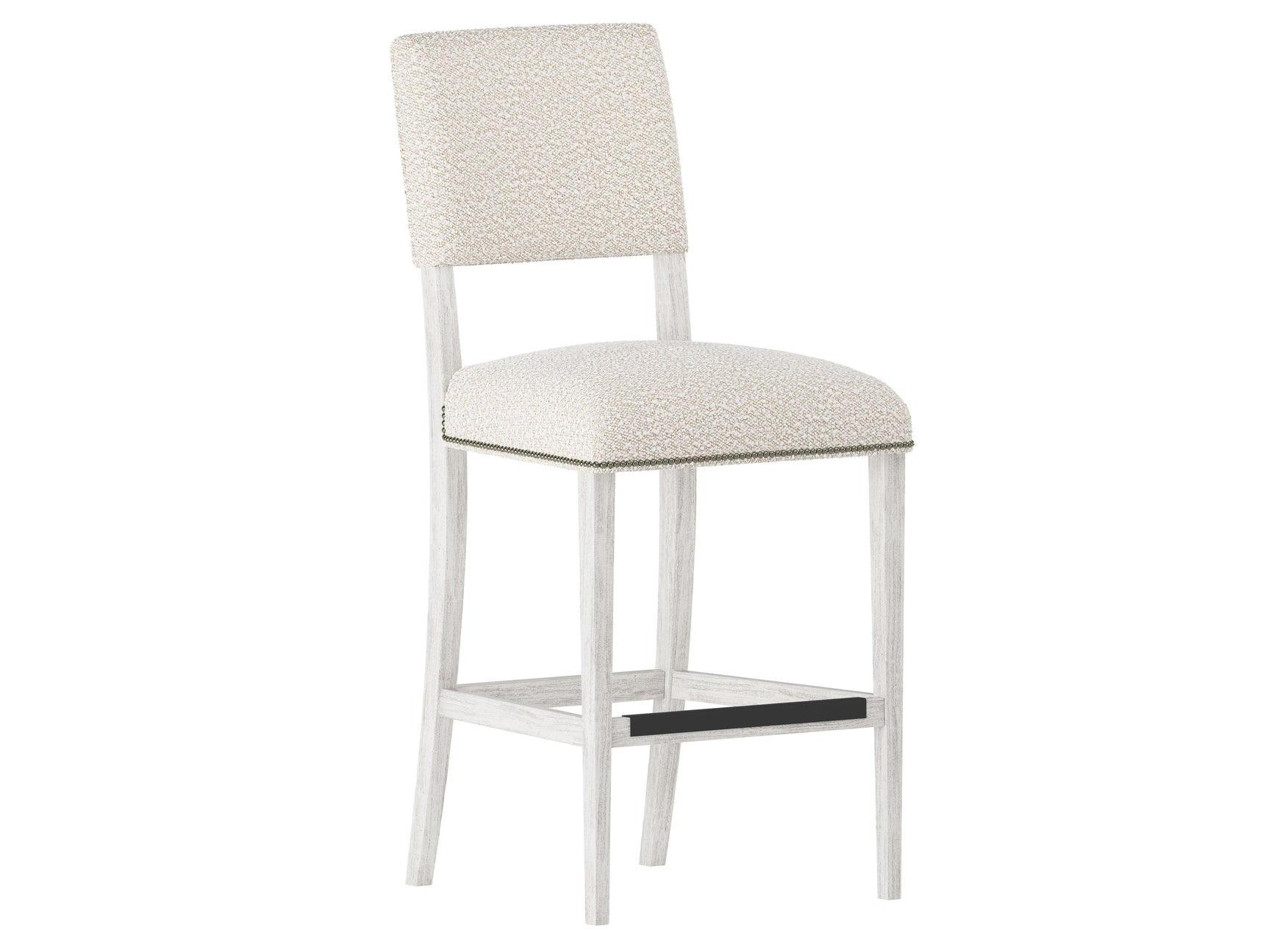 Moore Glacier White/White/Cream Fabric Bar Stool - Ornate Home