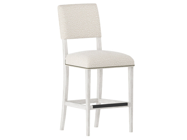 Moore Glacier White/White/Cream Fabric Bar Stool - Ornate Home